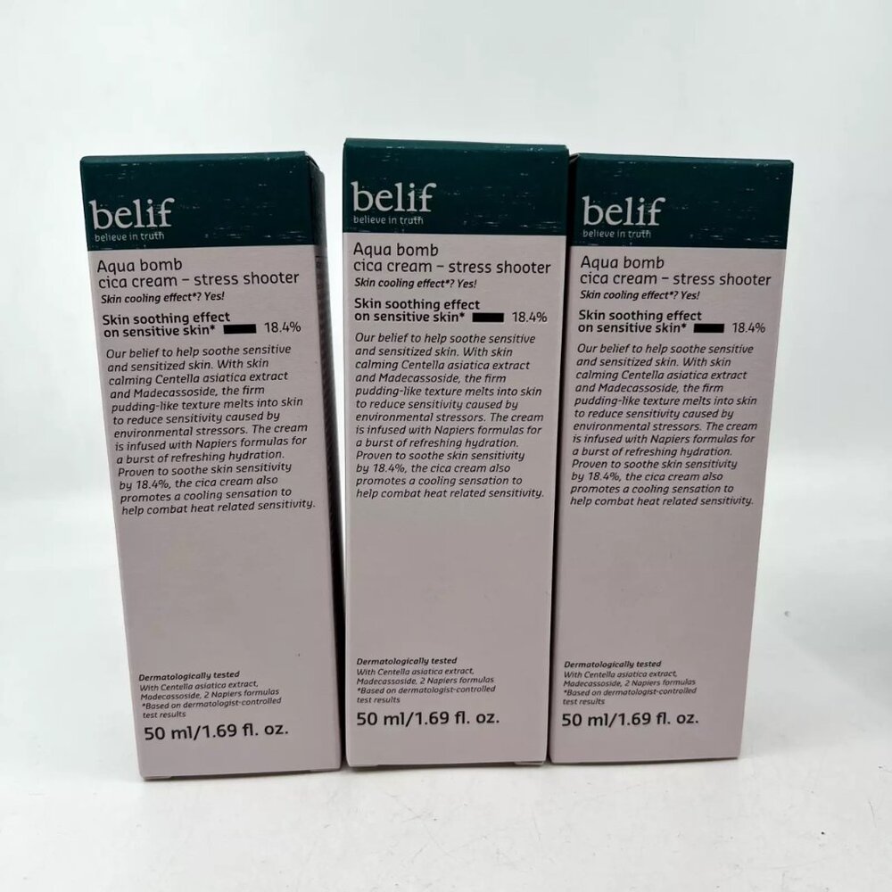 Belif Aqua Bomb Cica Cream Stress Shooter Skin Soother - 3 Pack / 1.69 oz each